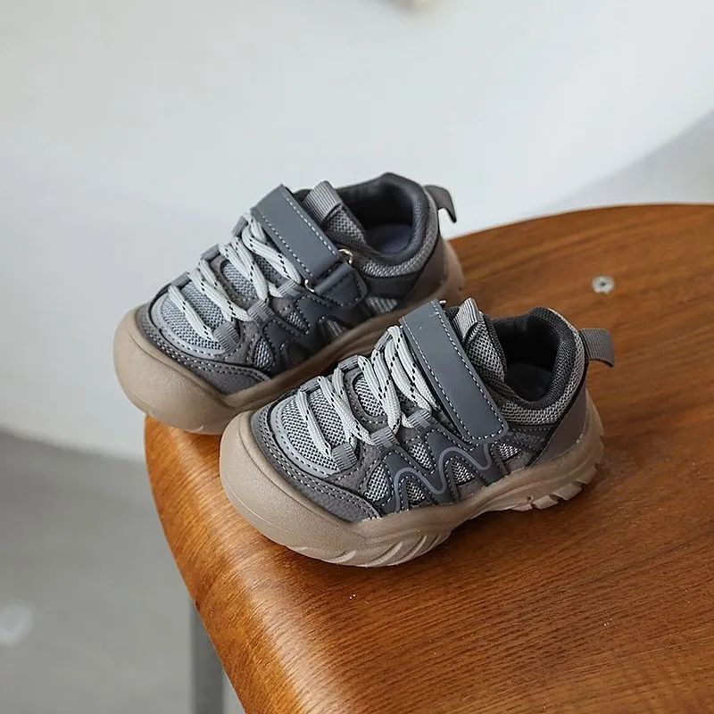 Kids Grey Mesh Velcro Sneakers| 1.5 to 5.5 Years