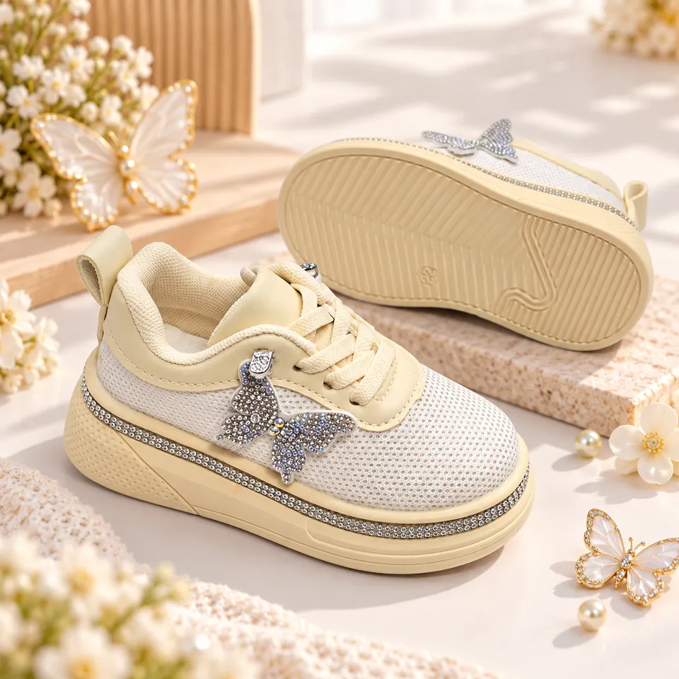 Crystal Butterfly Kids Sneakers| 1.5 to 6 Years