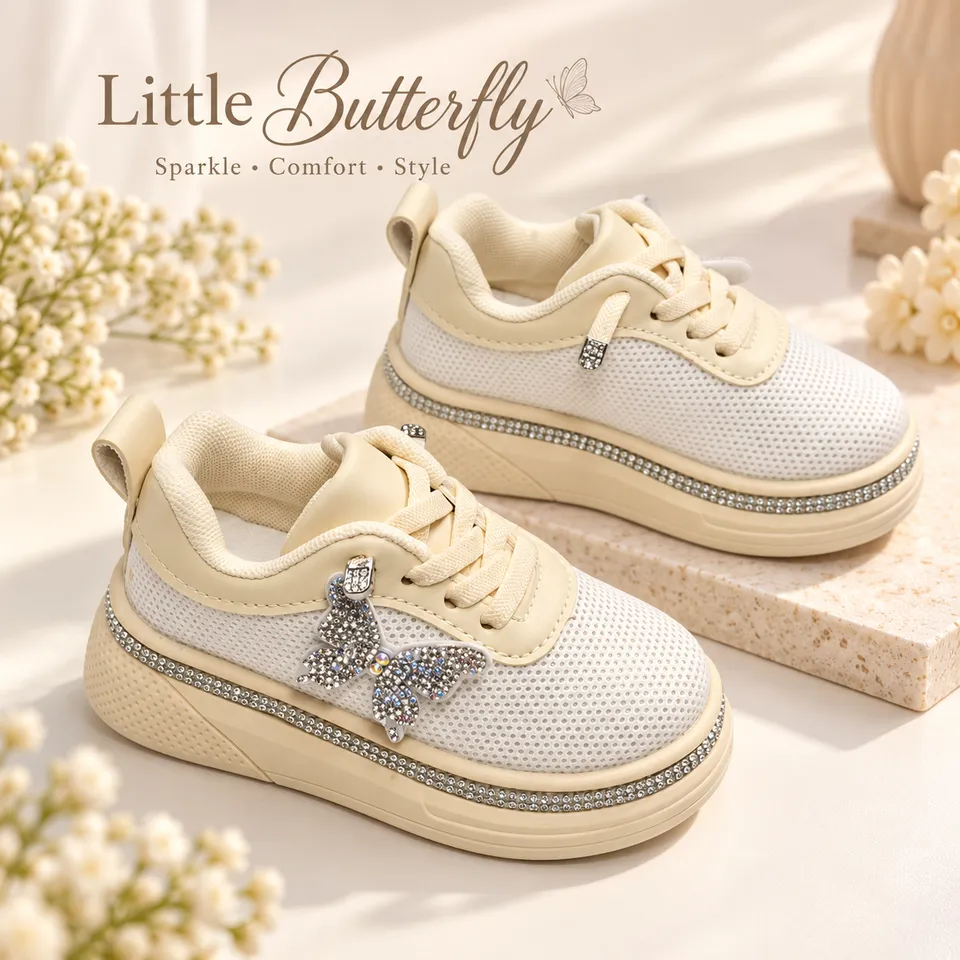 Crystal Butterfly Kids Sneakers| 1.5 to 6 Years