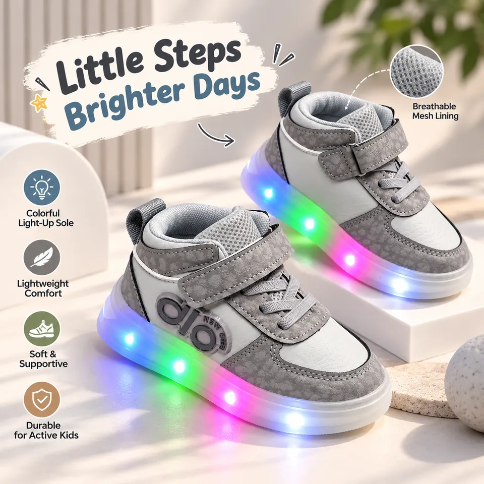 Rainbow Pulse LED High-Top Sneakers| 1.5 to 4 Years