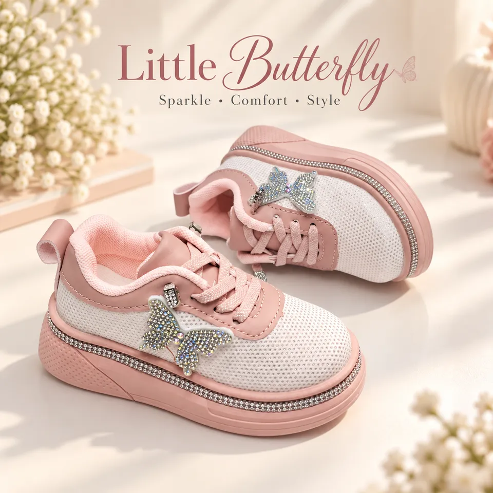 Crystal Butterfly Kids Sneakers| 1.5 to 6 Years