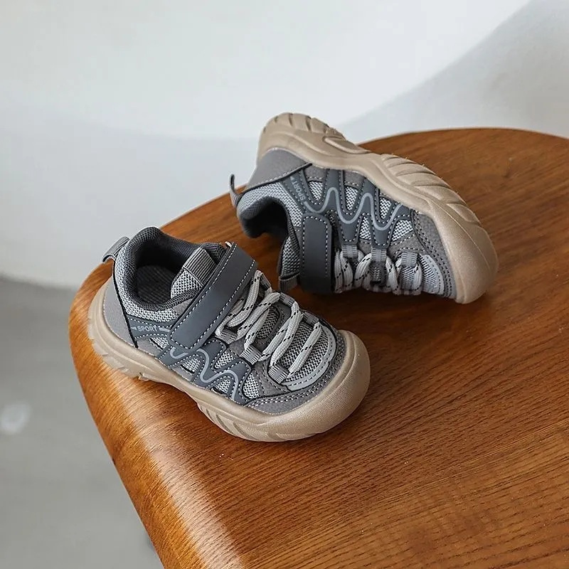 Kids Grey Mesh Velcro Sneakers| 1.5 to 5.5 Years