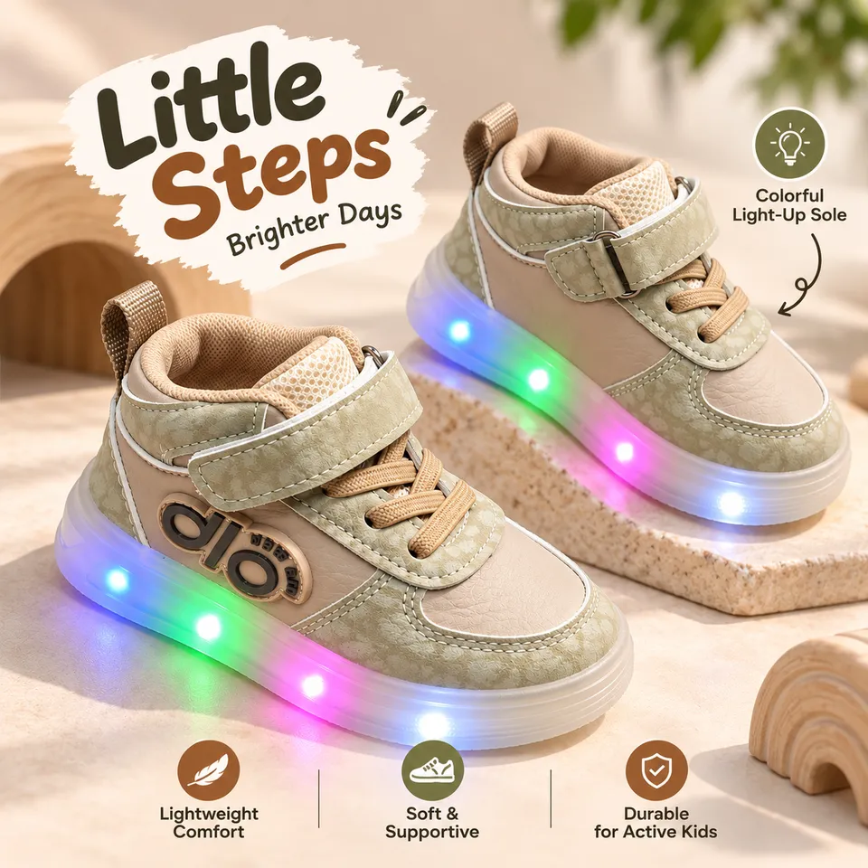 Rainbow Pulse LED High-Top Sneakers| 1.5 to 4 Years